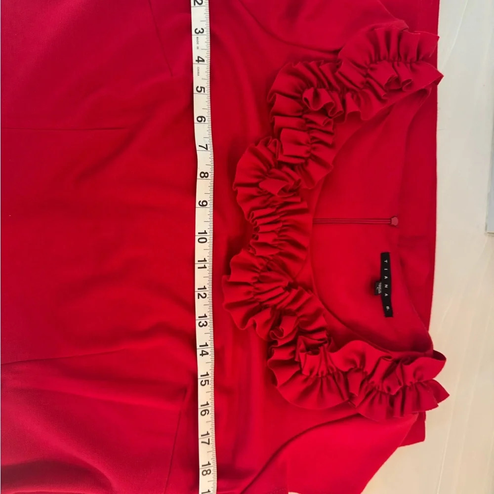 Tiana B. Vibrant Red Dress with Ruffle Detail- US Large - Picture 7 of 11